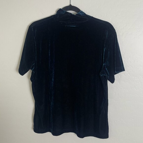 Velvet Classy Mock Neck Turtleneck Chic Glam Artsy Dressy Coquette Blouse Top - Picture 2 of 5